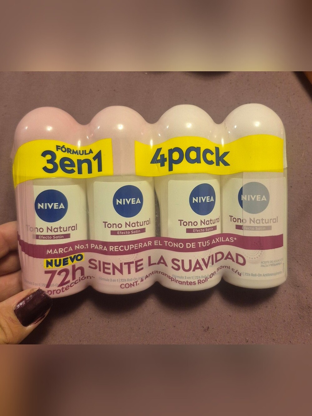 4 Pack Nivea Natural Tone Roll on antiperspirant Satin Effect